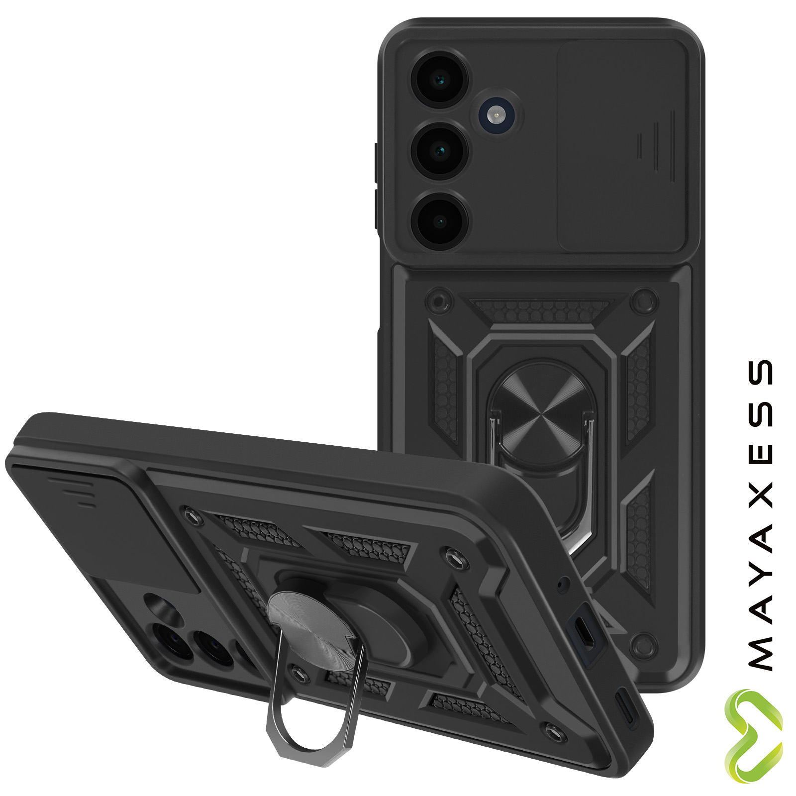 Coque Antichoc à Bague Magnétique Noir Mayaxess pour Samsung Galaxy A16