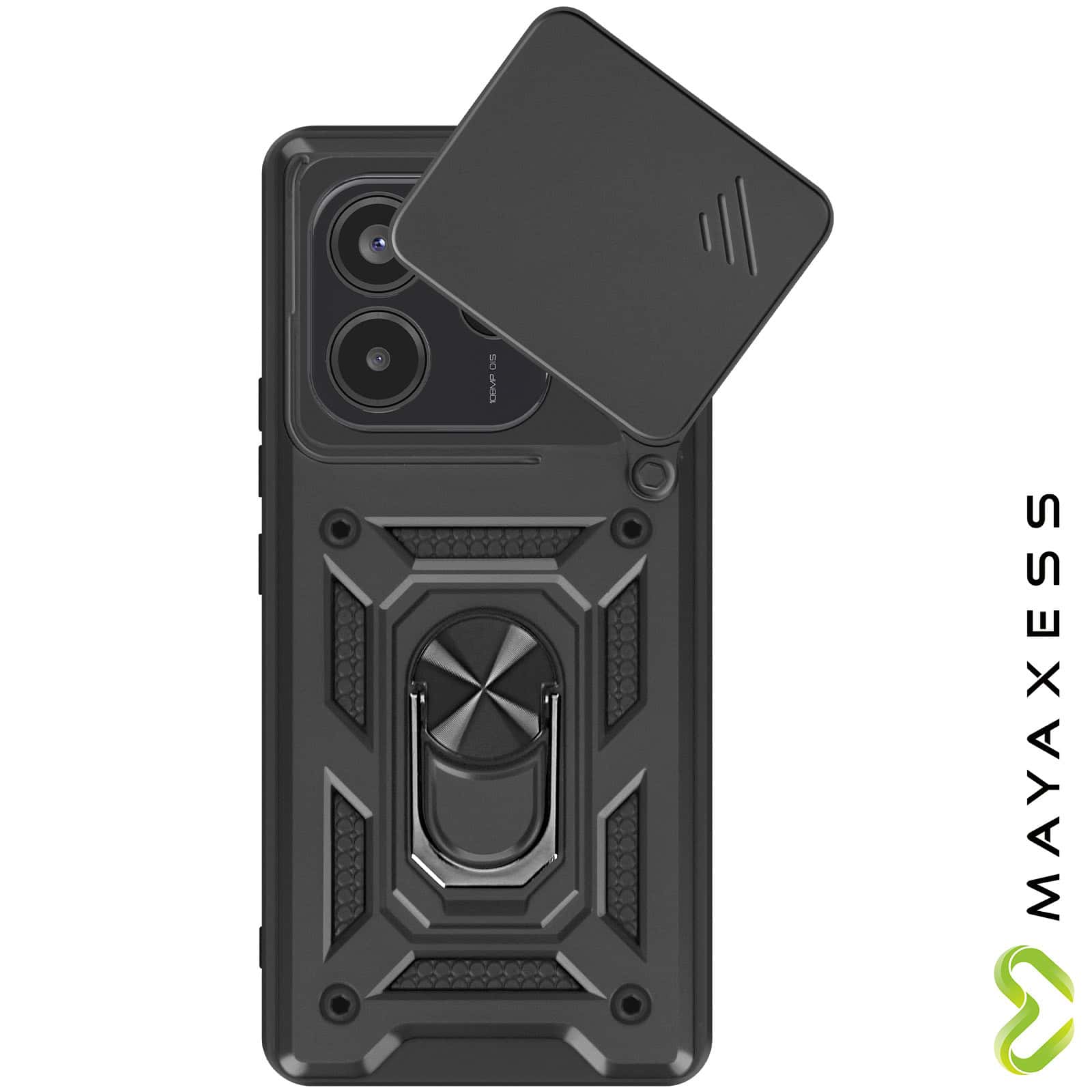 Coque Antichoc Noir avec Bague Magnétique Mayaxess Xiaomi Redmi Note 14 5G