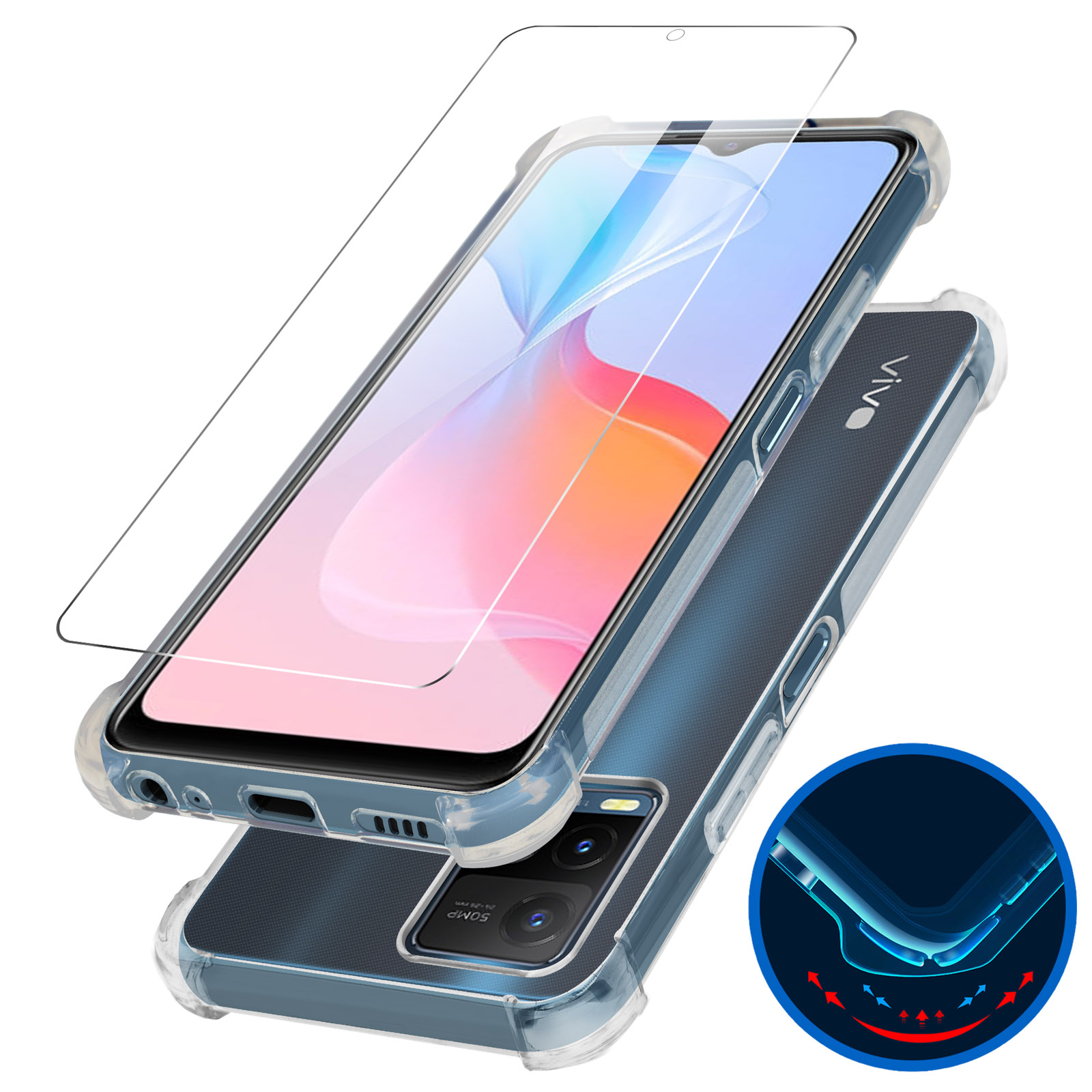 Pack de Protection 360° Premium Vivo Y21, Y21s et Y33s : Coque Souple Antichoc