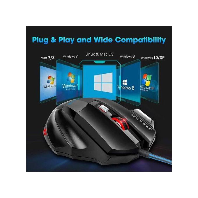 SH 3200 DPI réglables et 7D LED Optique Souris de jeu filaire USB pour Gamer PC