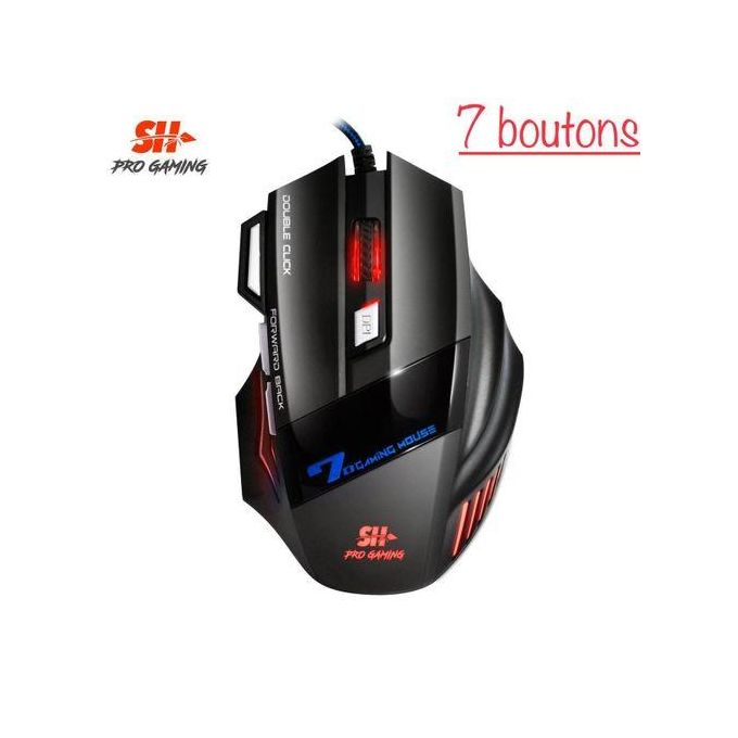 Souris SH 3200 DPI réglables et 7D LED Optique Souris de jeu filaire USB pour Gamer PC